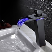 economico Classici-rubinetto da bagno con maniglia singola, rubinetti per vasca da bagno monoforo in bronzo lucidato a olio/cascata/centrale, rubinetto per lavabo in ottone con acqua calda e fredda