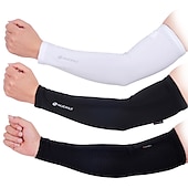 baratos Aquecedor para Braços e Pernas-1 par Nuckily Mangas de ciclismo Armwarmers Mangas de compressão Côr Sólida UPF 50 Reflector Leve Moto Branco Preto para Homens Mulheres Adulto Bicicleta de Estrada Bicicleta De Montanha Pesca