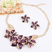 voordelige Sieradensets-Sieradenset Ketting / Oorbellen For Dames Synthetische Diamant Feest Bruiloft Casual Legering Bloem Gouden / Dagelijks