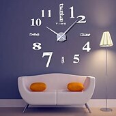 cheap Wall Clocks-Frameless Large DIY Wall Clock, Modern 3D Wall Clock with Mirror Numbers Stickers for Home Office Decorations Gift 120X120cm
