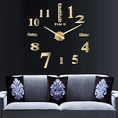 cheap Wall Clocks-Frameless Large DIY Wall Clock, Modern 3D Wall Clock with Mirror Numbers Stickers for Home Office Decorations Gift 120X120cm