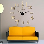 cheap Wall Clocks-Frameless Large DIY Wall Clock, Modern 3D Wall Clock with Mirror Numbers Stickers for Home Office Decorations Gift 120X120cm