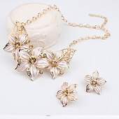 voordelige Sieradensets-Sieradenset Ketting / Oorbellen For Dames Synthetische Diamant Feest Bruiloft Casual Legering Bloem Gouden / Dagelijks
