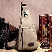 Недорогие Мужские сумки-Универсальные Слинг сумки на ремне Нагрудная сумка холст на открытом воздухе Спорт Однотонный Черный Военно-зеленный Коричневый
