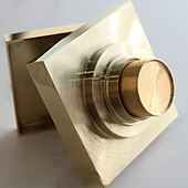 cheap Drains-4 inch Shower Floor Drain Square, Removable Brass Flange Reversible 2-in-1 Cover Tile Insert Grate, Hair Catcher Strainer Black Chrome Golden