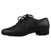 abordables Chaussures de danse d&#039;entraînement-chaussures de danse latine oxford en cuir noir pour hommes avec design à lacets, chaussures de salon et de jazz confortables pour les performances