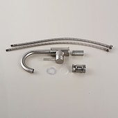 abordables Classiques-Robinet d&#039;évier de salle de bain en acier inoxydable brossé robinets de bain poignée unique un trou réglable eau froide et chaude