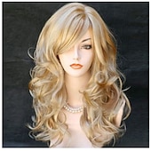 economico parrucca più vecchia-parrucche bionde per le donne parrucca sintetica onda del corpo ondulata con frangetta parrucca parte laterale delle donne capelli sintetici parrucche bionde biondo lungo nero / rosso biondo nero 22
