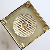 cheap Drains-4 inch Shower Floor Drain Square, Removable Brass Flange Reversible 2-in-1 Cover Tile Insert Grate, Hair Catcher Strainer Black Chrome Golden