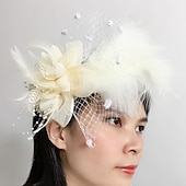 billige Coiffer-Fjær  nett fascinatorer  hodeplagg med blomster 1PC høst bryllup  spesiell anledning  dames dag hodepryd å imponere Fascinatorer Kappløpsdag kjole