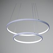 economico Modello a cerchio-Lampada a sospensione a led a 2 luci da 60 cm design cerchio in alluminio finiture verniciate dimmerabile moderna sala da pranzo camera da letto con paralume in acrilico luci regolabili 50w solo dimmerabile con telecomando
