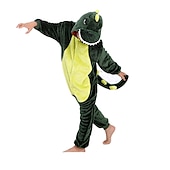 cheap Animal Costume-Kid's Kigurumi Pajamas Dinosaur Animal Patchwork Onesie Pajamas Flannel Toison Cosplay For Boys and Girls Animal Sleepwear Cartoon Festival Holiday Costumes Leotard Costumes