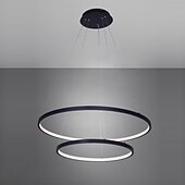 economico Modello a cerchio-Lampada a sospensione a led a 2 luci da 60 cm design cerchio in alluminio finiture verniciate dimmerabile moderna sala da pranzo camera da letto con paralume in acrilico luci regolabili 50w solo dimmerabile con telecomando