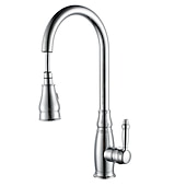 preiswerte Mit ausziehbarer Brause-Küchenspülen-Mischbatterie mit ausziehbarem Sprüher, Hochlichtbogen-Messing, Silber / Kaffee, Einhand-Einloch, ölgeriebene Bronze, herunterziehbare hohe Küchenarmaturen mit Warm- und Kaltwasserschlauch