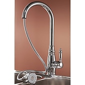 preiswerte Mit ausziehbarer Brause-Küchenspülen-Mischbatterie mit ausziehbarem Sprüher, Hochlichtbogen-Messing, Silber / Kaffee, Einhand-Einloch, ölgeriebene Bronze, herunterziehbare hohe Küchenarmaturen mit Warm- und Kaltwasserschlauch