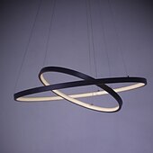 economico Modello a cerchio-Lampada a sospensione a led a 2 luci da 60 cm design cerchio in alluminio finiture verniciate dimmerabile moderna sala da pranzo camera da letto con paralume in acrilico luci regolabili 50w solo dimmerabile con telecomando