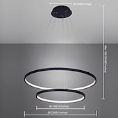 economico Modello a cerchio-Lampada a sospensione a led a 2 luci da 60 cm design cerchio in alluminio finiture verniciate dimmerabile moderna sala da pranzo camera da letto con paralume in acrilico luci regolabili 50w solo dimmerabile con telecomando