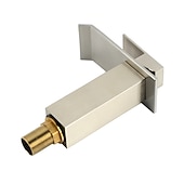 Недорогие Смесители для раковины в ванной-Современный По центру Водопад with  Керамический клапан  Одной ручкой одно отверстие for  Матовый никель , Ванная раковина кран