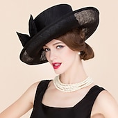 billiga Festhattar-Fascinatorer Hattar Sinamay Bowler  Klok Hatt Bröllop Avslappnad Hästkapplöpning Damens Dag Melbourne Cup Vintage Elegant Med Slips Huvudbonad Huvudbeklädnad klä dig för att imponera Racedag Klänning