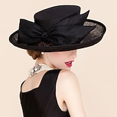 billiga Festhattar-Fascinatorer Hattar Sinamay Bowler  Klok Hatt Bröllop Avslappnad Hästkapplöpning Damens Dag Melbourne Cup Vintage Elegant Med Slips Huvudbonad Huvudbeklädnad klä dig för att imponera Racedag Klänning