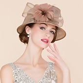 levne party klobouky-Vintage styl elegantní a luxusní organza klobouky s mašlí  peřím  kožešinou  květinou 1 ks Kentucky  dostihy  dámský den pokrývka hlavy abyste udělali dojem závodní den