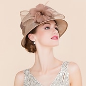 levne party klobouky-Vintage styl elegantní a luxusní organza klobouky s mašlí  peřím  kožešinou  květinou 1 ks Kentucky  dostihy  dámský den pokrývka hlavy abyste udělali dojem závodní den
