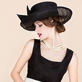 billiga Festhattar-Fascinatorer Hattar Sinamay Bowler  Klok Hatt Bröllop Avslappnad Hästkapplöpning Damens Dag Melbourne Cup Vintage Elegant Med Slips Huvudbonad Huvudbeklädnad klä dig för att imponera Racedag Klänning