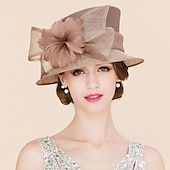 levne party klobouky-Vintage styl elegantní a luxusní organza klobouky s mašlí  peřím  kožešinou  květinou 1 ks Kentucky  dostihy  dámský den pokrývka hlavy abyste udělali dojem závodní den