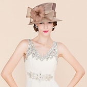 levne party klobouky-Vintage styl elegantní a luxusní organza klobouky s mašlí  peřím  kožešinou  květinou 1 ks Kentucky  dostihy  dámský den pokrývka hlavy abyste udělali dojem závodní den