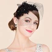 voordelige Fascinators-Hoofdbedekking Net Voile Hoed Bruiloft Casual Thee Feest Valentijnsdag Paard Race Retro Romantisch Klassiek Met Tulle Gezicht Voile Hoofdband Hoofdbedekking jurk om indruk te maken Race Dag Jurk