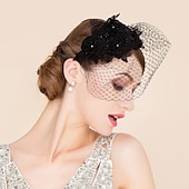 voordelige Fascinators-Hoofdbedekking Net Voile Hoed Bruiloft Casual Thee Feest Valentijnsdag Paard Race Retro Romantisch Klassiek Met Tulle Gezicht Voile Hoofdband Hoofdbedekking jurk om indruk te maken Race Dag Jurk