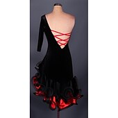 preiswerte Kleidung für lateinamerikanische Tänze-Latein-Tanz Kleid Rüschen Damen Leistung 3/4 Ärmel Hoch Chiffon - Satin Spandex