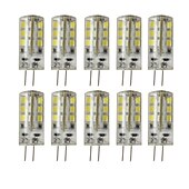 abordables Ampoules LED double broche-brelong 10 pièces g4 24led smd2835 gradable lumière décorative en maïs dc12v blanc / blanc chaud