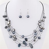 preiswerte Schmucksets-Tropfen-Ohrringe Halskette / Ohrringe For Damen Kristall Party Täglich Krystall Hülle Mehrlagig Schwimmend Schwarz Weiß Rot Blau Grün / Geschichtete Halskette