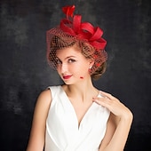 billiga Fascinatorer-Tyll  Fjäder Fascinatorer med 1 Styck Speciellt Tillfälle  Te-Parti  Valentindagen Huvudprydnad Klä dig för att imponera Fascinators Race Day Klänning