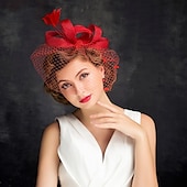 billiga Fascinatorer-Tyll  Fjäder Fascinatorer med 1 Styck Speciellt Tillfälle  Te-Parti  Valentindagen Huvudprydnad Klä dig för att imponera Fascinators Race Day Klänning