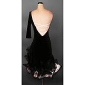 preiswerte Kleidung für lateinamerikanische Tänze-Latein-Tanz Kleid Rüschen Damen Leistung 3/4 Ärmel Hoch Chiffon - Satin Spandex