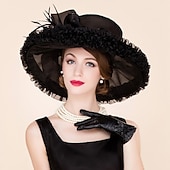 baratos Chapéus de Festa-feather organza fascinators hats headpiece classical feminine style