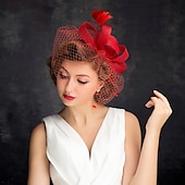 billiga Fascinatorer-Tyll  Fjäder Fascinatorer med 1 Styck Speciellt Tillfälle  Te-Parti  Valentindagen Huvudprydnad Klä dig för att imponera Fascinators Race Day Klänning