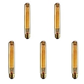 cheap Incandescent Bulbs-5pcs T9/T185 40W Vintage Edison Light Bulbs Antique Incandescent Bulb E26 E27 Tubular Bulb Nostalgic Tungsten Filament Golden Tinted Glass for Industrial Wall Sconces Pendant Lighting 220-240V