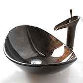 abordables Lavabos de cubeta-anillo de montaje lavabo rectangular de vidrio templado antiguo lavabo