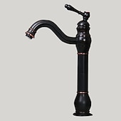 cheap Classical-Bathroom Sink Faucet,Single Handle Rose Gold/Black/Brushed Gold/ Brass/Rustic Nickel One Hole Widespread Electroplated Faucet with Hot and Cold Water