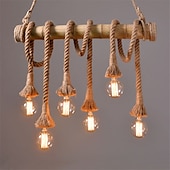 billiga Klusterdesign-6-ljus 80 cm taklampa led klusterdesign trä / bambu matsalskedja / sladd justerbar 110-120v 220-240v