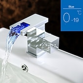 halpa Kylpyhuoneen lavuaarihanat-Nykyaikainen Integroitu Vesiputous with  Keraaminen venttiili Yksi reikä Yksi kahva yksi reikä for  Kromi , Kylpyhuone Sink hana