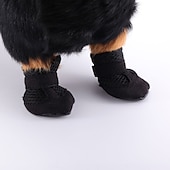 お買い得  ブーツとパウプロテクター-犬用 猫用 小型ペット用 シューズ、ブーツ 高通気性 ペット用 ポリ / コットン ブラック
