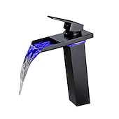 economico Classici-rubinetto da bagno con maniglia singola, rubinetti per vasca da bagno monoforo in bronzo lucidato a olio/cascata/centrale, rubinetto per lavabo in ottone con acqua calda e fredda