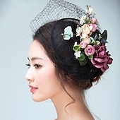 cheap Fascinators-Fascinators Hats Fall WeddingHeadwear Flax Horse Race Ladies Day Royal Astcot Vintage Style Flower Elegant With Floral Headpiece Headwear dress to impress Race Day Dress