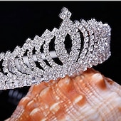 cheap Tiaras &amp; Crown-Women&#039;s Girls&#039; Tiaras For Casual Prom Party &amp; Evening Birthday Homecoming Royalty Crystal / Rhinestone Silver Plated Alloy Silver dress to impress