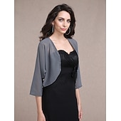 voordelige bruiloft gast wraps-Vrouwen Wikkels Bolero Schouder Jassen  Jassen Zonbescherming 3/4 Lengte Mouw Dolman Mouw Chiffon Bruiloftswikkels Met Beading Voor Feest Avond Herfst Jurk om indruk te maken