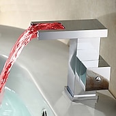 halpa Kylpyhuoneen lavuaarihanat-Nykyaikainen Integroitu Vesiputous with  Keraaminen venttiili Yksi reikä Yksi kahva yksi reikä for  Kromi , Kylpyhuone Sink hana